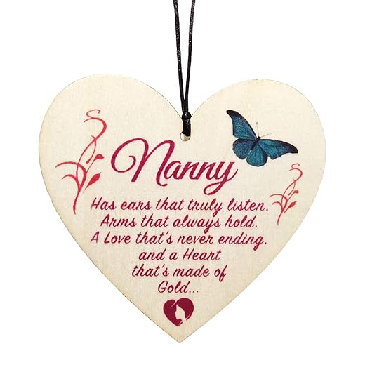 CAKIROTS Nanny Gifts Wooden Heart Plaque Nanny Has Ears That Truly Listen. Arm That Always Hold