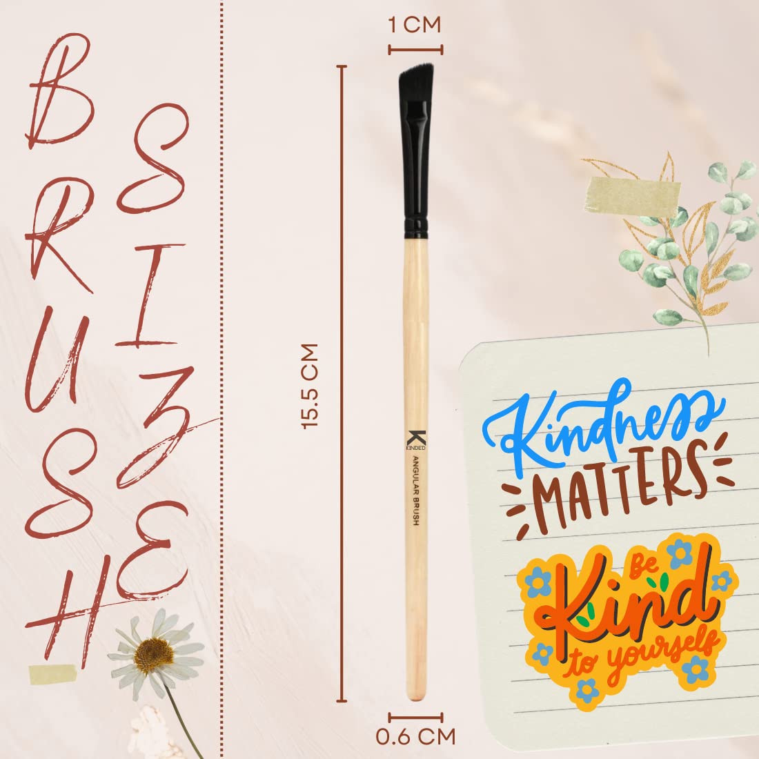 KINDED Angular Blending Eye Shadow and Eyebrow Makeup Brush Professional Series for Eyes Makeup Beauty with Smooth Soft Synthetic Hair Bristles Anti Rust Aluminium Ferrule Natural Wooden Handle Grip - Image 2 thumbnail