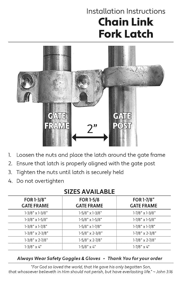1-3/8" x 2-7/8" Chain Link Fence Gate Fork Latch - Fence Gate Latch - Galvanized Fence Gate Latch with Hole for Padlock by Jake Sales - Image 4