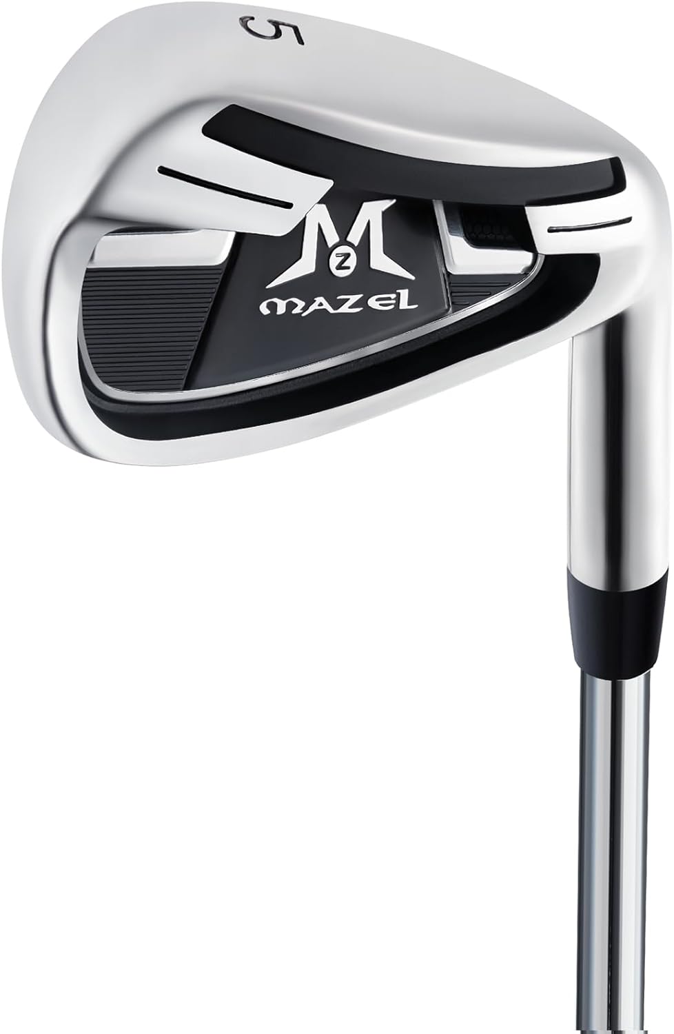MAZEL Golf Individual Iron 1,2,3,4,5,6,7,8,9, Golf Iron with Steel Shafts for Right Handed Golfers Right Stainless Steel,Black Silver Stiff 5 Iron