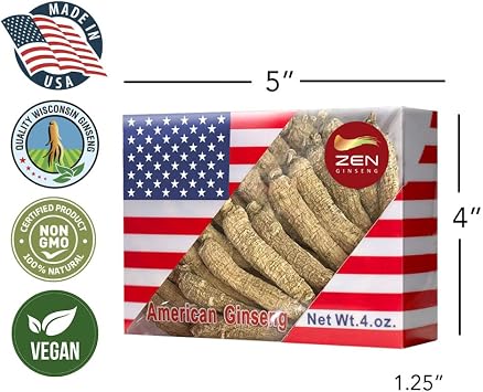 Zen Ginseng American Wisconsin Ginseng Small Tail Root, 4 Oz, 2-Pack