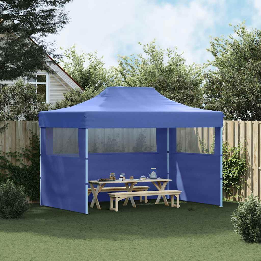 Gartenpavillon, faltbar, für den Außenbereich, mit 3 Wänden, 3 x 4 m, Stahl, Blau