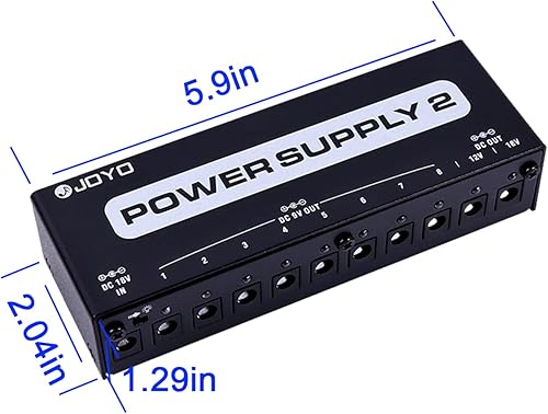 Miniatura 7 de JOYO Fuente de alimentación de pedal de guitarra con adaptador de corriente de pedal de 18 V CC y 9 V 100 mA 500 mA CC aislada 10 salidas para
