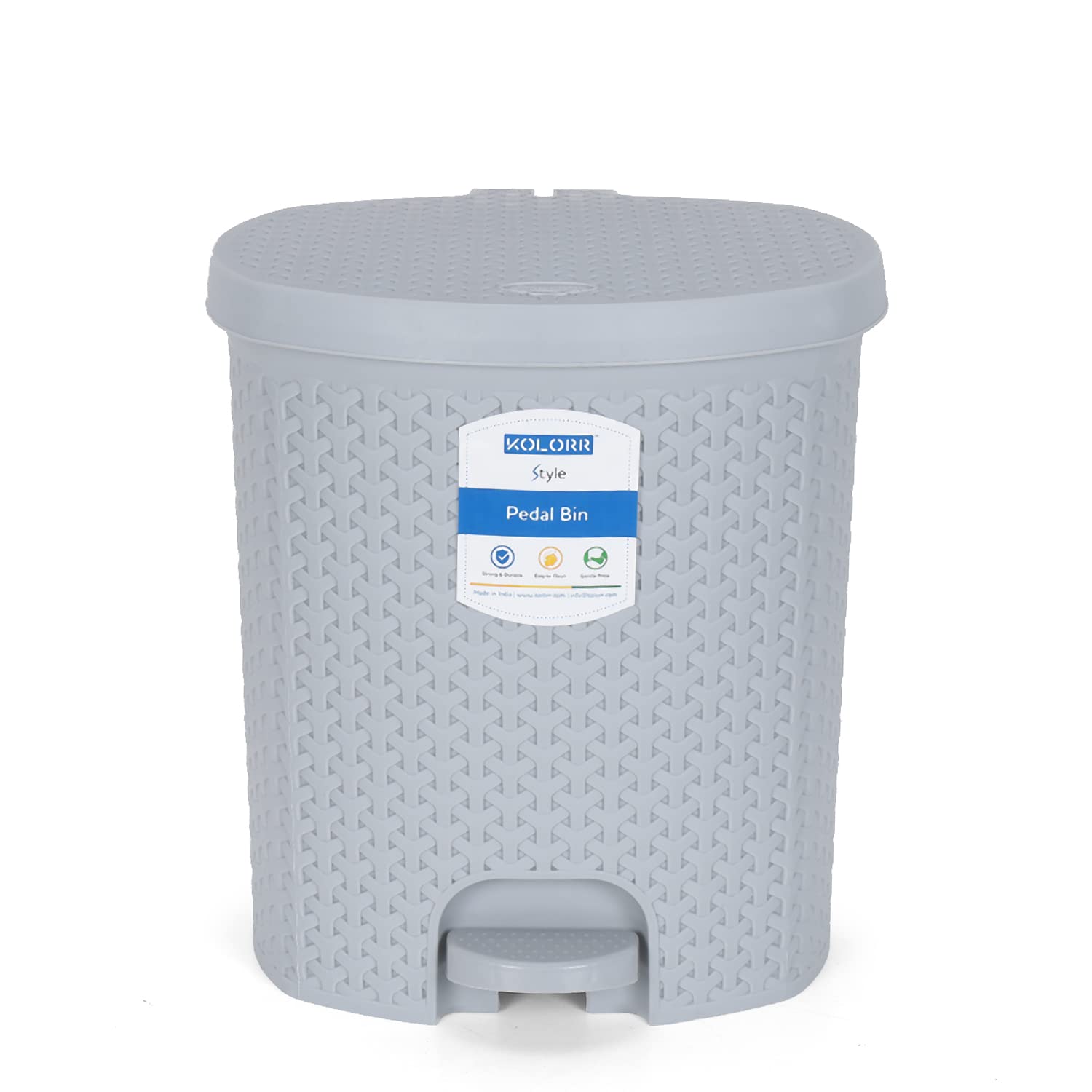 Magnum Plastic Pedal Dustbin Medium Size Trash Can Garbage Waste Bin with Lid for Home Kitchen Office Bathroom & Washroom - 6 Liters (Daiso Grey)