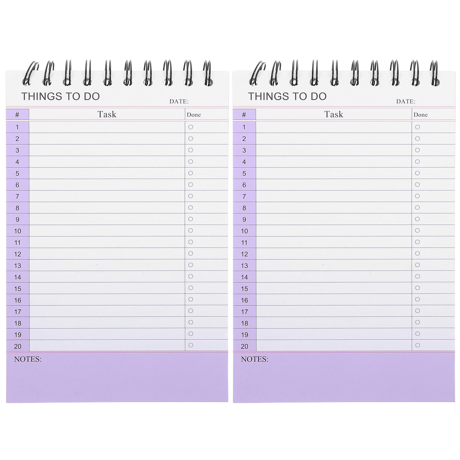 Schulanfang Deko Aufgabenlistenblock 2 Stück-pack Spiralgebunden Papier | Liniert, Abreißseiten, 21x14cm, Violett, für Hausaufgaben und Tägliche Listen