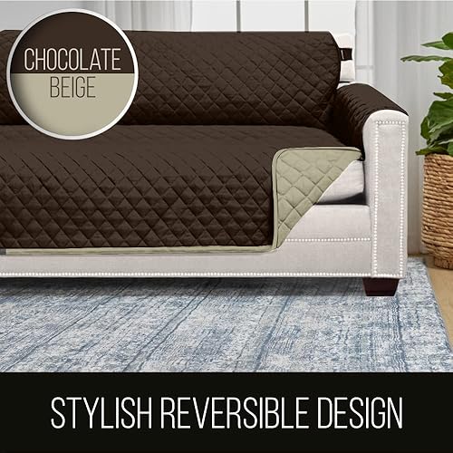 Vista 174 de Sofa Shield Funda de sofá con correa, reversible, resistente a las manchas y al desgarro, funda acolchada de microfibra, lavables, asiento de 78