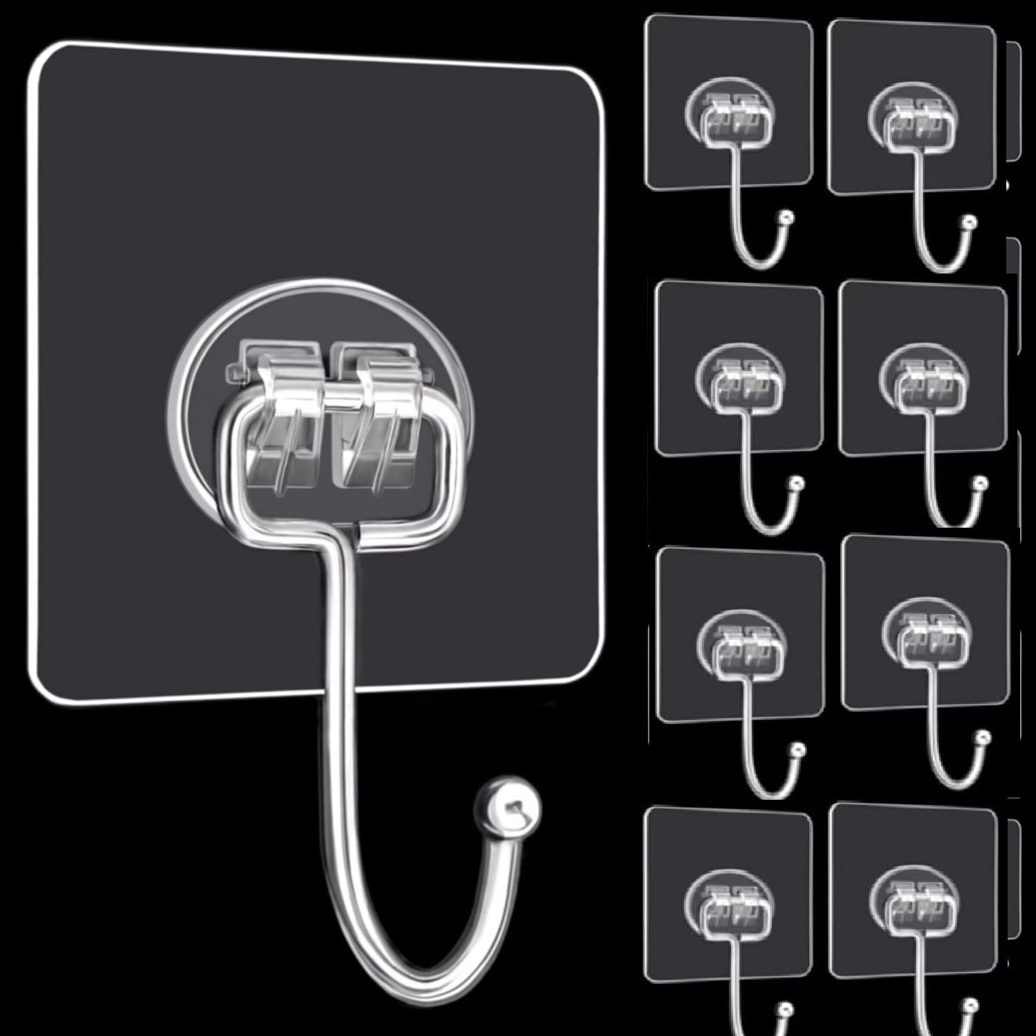 Boniry 10 Pcs Heavy Duty Adhesive Big Hooks Set - Waterproof Stainless Steel Hooks for Bathroom, Kitchen, Home & Office - Rustproof Towel and Coat Hangers-image-34