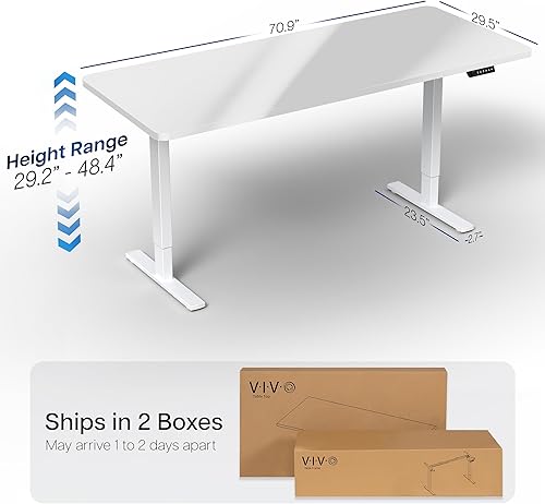 Vista 358 de VIVO DESK-KIT-1W6G - Escritorio eléctrico de pie de 60 x 24 pulgadas, ajuste de altura de memoria, serie 1B, parte superior de nogal oscuro de una