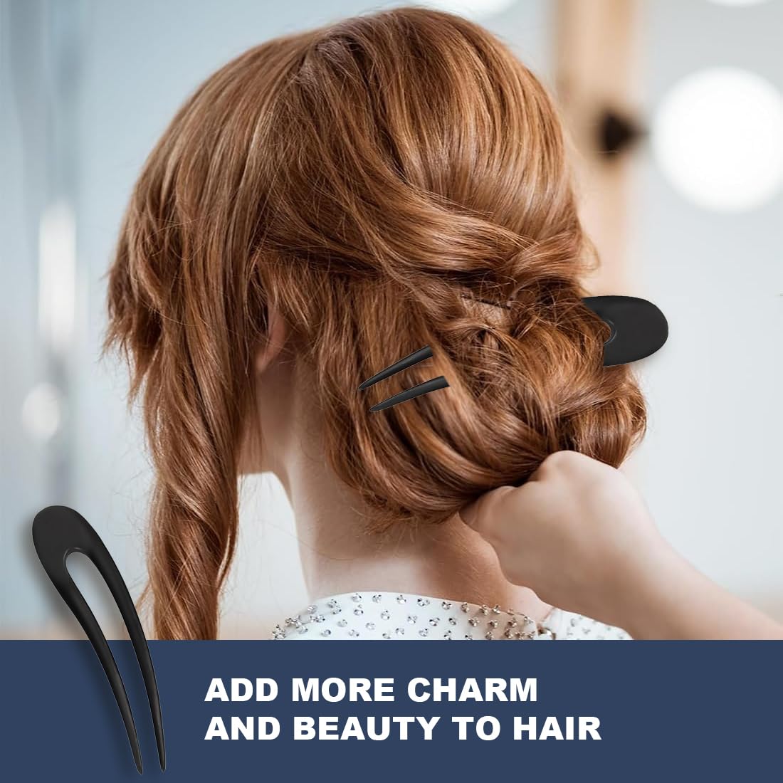 Bois en Forme de U Pince à Cheveux, Française Épingles à Chignon, Fourchette Piques Cheveux de Santal, Épingle à Cheveux à Double Fourche pour cheveux longs