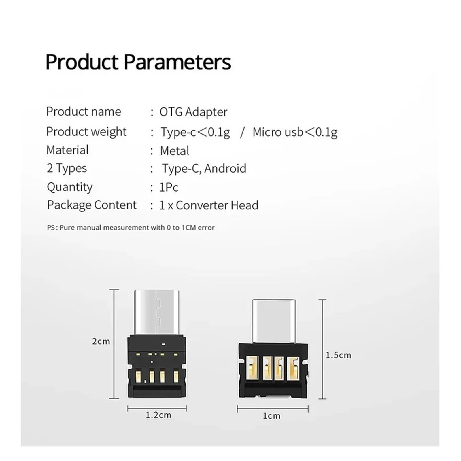 Adattatore da USB C a USB 2.0 OTG di tipo C, cavo connettore micro USB (micro USB, 3 pezzi)