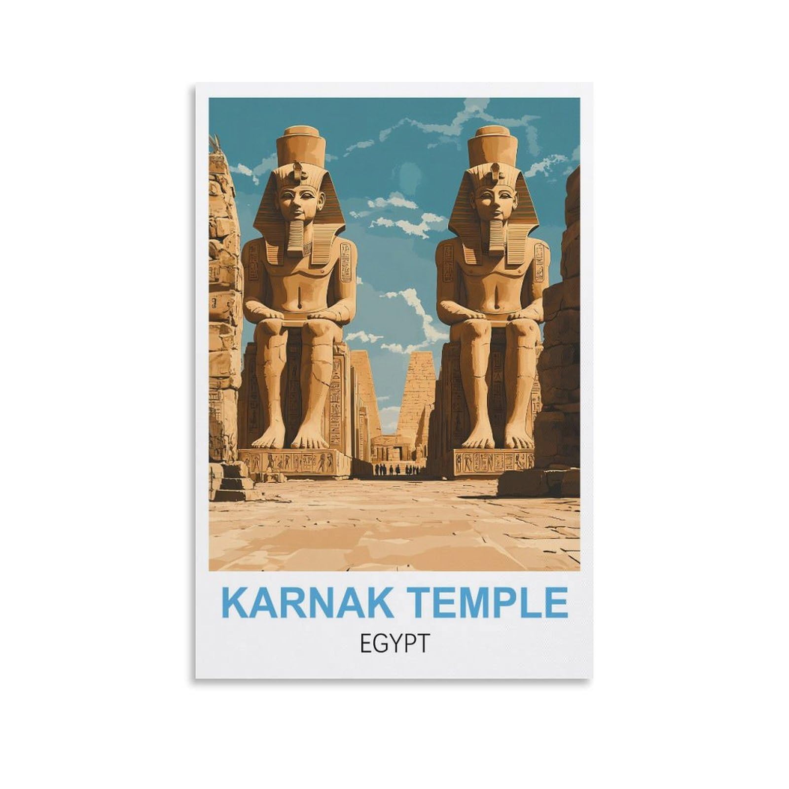 Retro Vintage Wall tin Plaque Karnak Temple Egypt Metal Wall Decor Decorative Tin Sign Art Plaque Poster for Home Kitchen 15x30cm