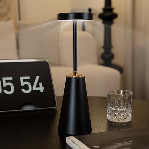 Lámpara de mesa LED para mesita de noche de dormitorio, luces de escritorio táctiles inalámbricas regulables, lámparas de escritorio recargables de