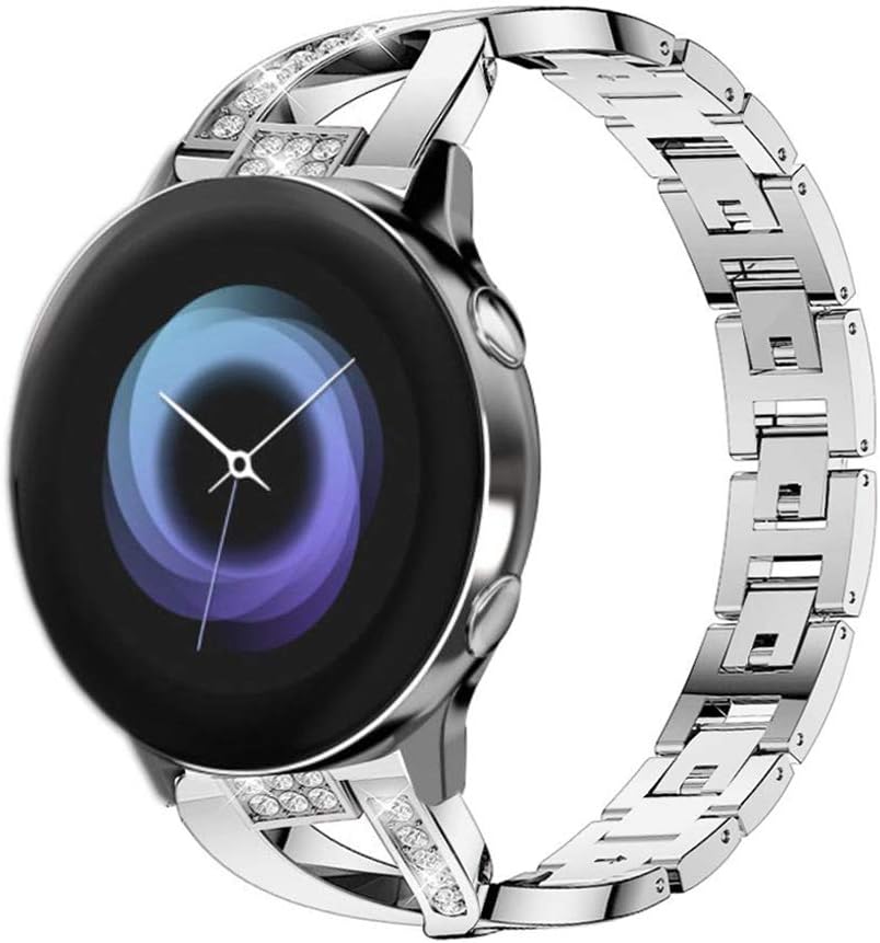 YOFUNTLE Compatible for Samsung Galaxy Watch Active 2(40mm/44mm) Band,Women 20mm Stainless Steel Jewelry Bracelet Strap Replacement Wristband for Samsung Galaxy Watch Active/Galaxy Watch 42mm