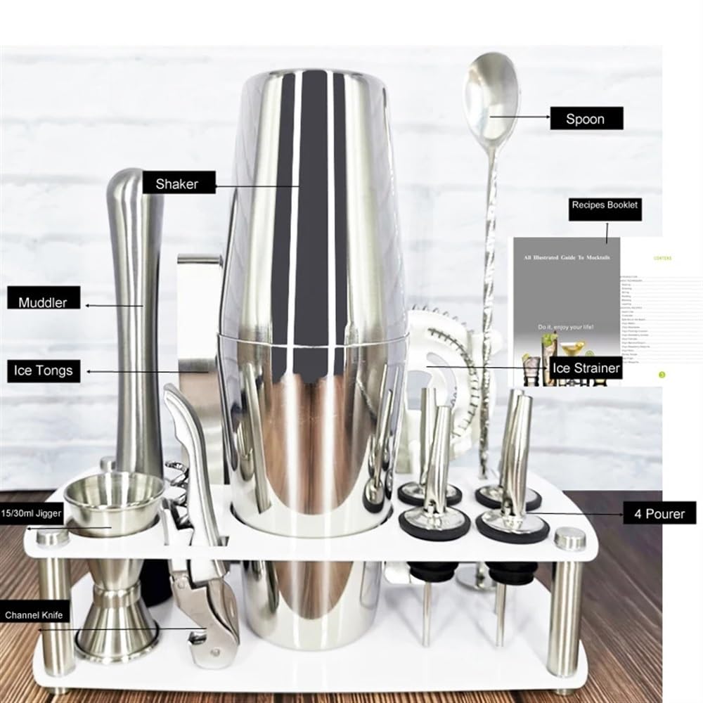 1-13 piezas/juego de coctelera de acero inoxidable 750 600 ml incluye colador de bebidas abridor mezclador bar herramientas de vino, juego profesional for hacer cócteles for amantes de los c