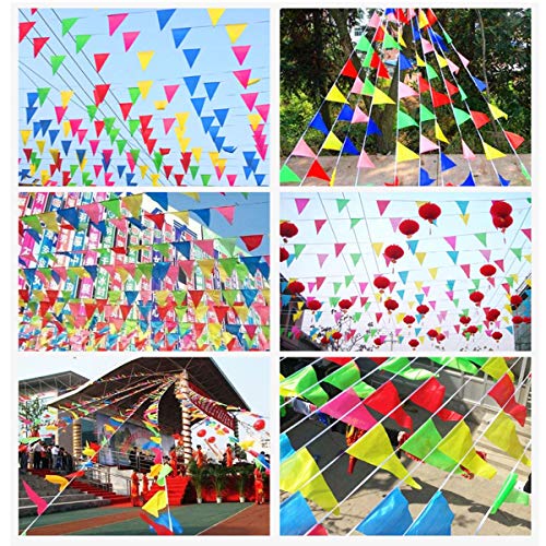 Bunting Banner, Leixi 200M Multicolor Pennant Banners with 400pcs Triangle Flags, Nylon Fabric Bunting Banners for Indoor Outdoor Activity,Party Celebrations and Shops Decorations - 8
