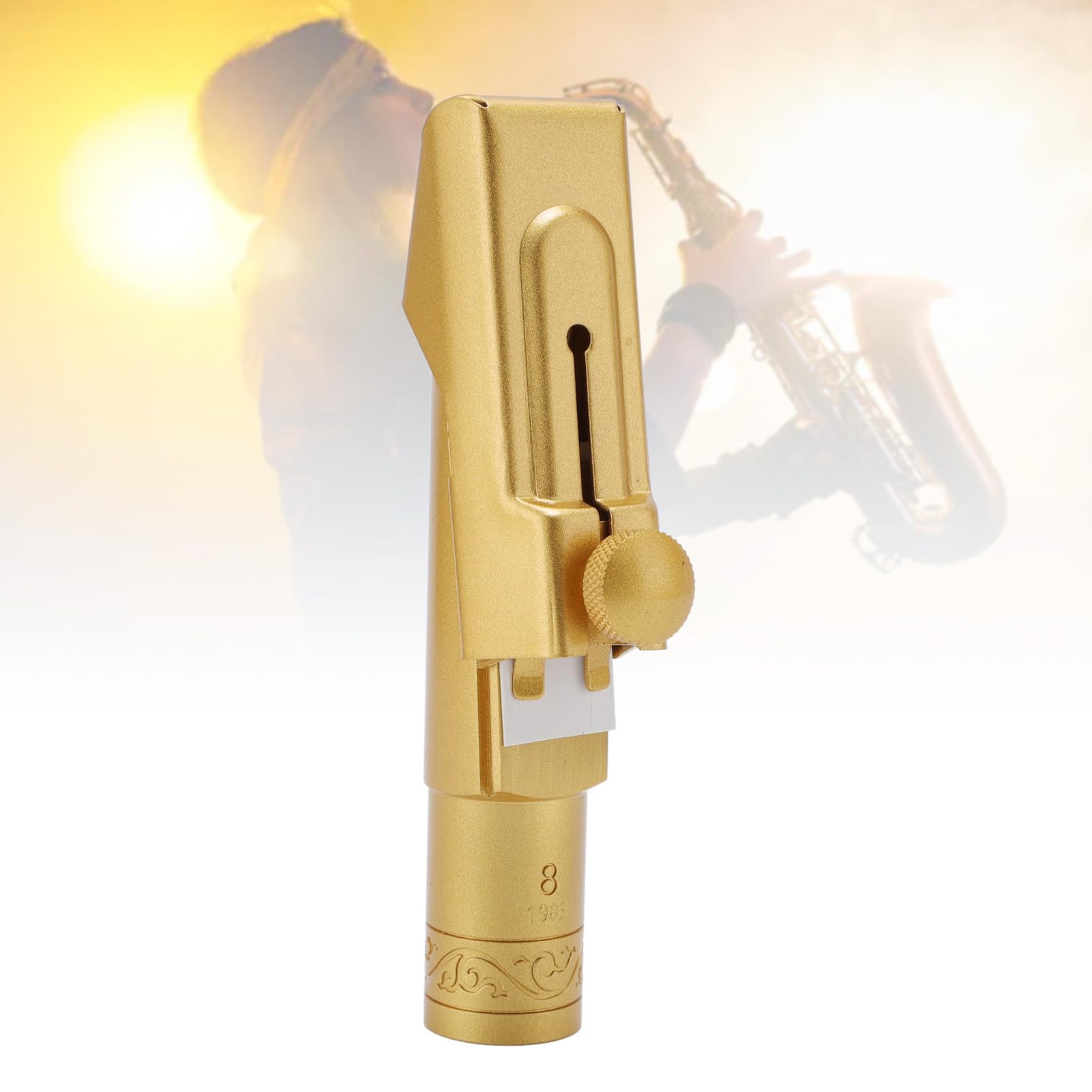 Bocchino per Sassofono Contralto, Ottone Placcato Oro 8C Design Professionale per Bocchino per Sassofono Contralto Dal Tono Brillante, per con Cappuccio in Metallo per Sassofonisti di Tutte