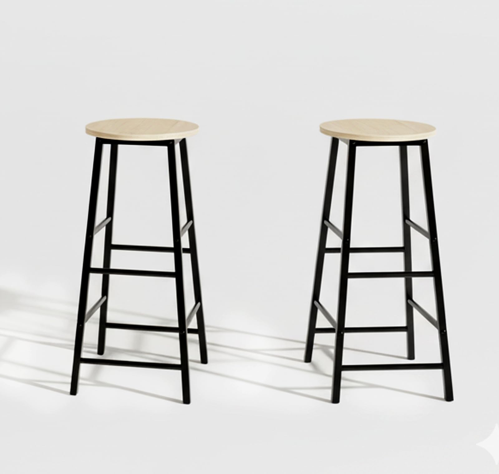 MB Muebles Bonitos, Set 2 Taburetes Altos de Cocina Lucca, Taburete de Bar, Modernos, Color Negro, Estructura de Metal, Altura 71cm, para Cocina y Comedor.