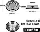 2 Pcs Non-Slip Stainless Steel Small Cat Food Bowls - Unbreakable, Thicken 7 Oz Cat Dishes - Indoor, Removable Rubber Base, Easily Clean, Lovely Color 7 oz Silver