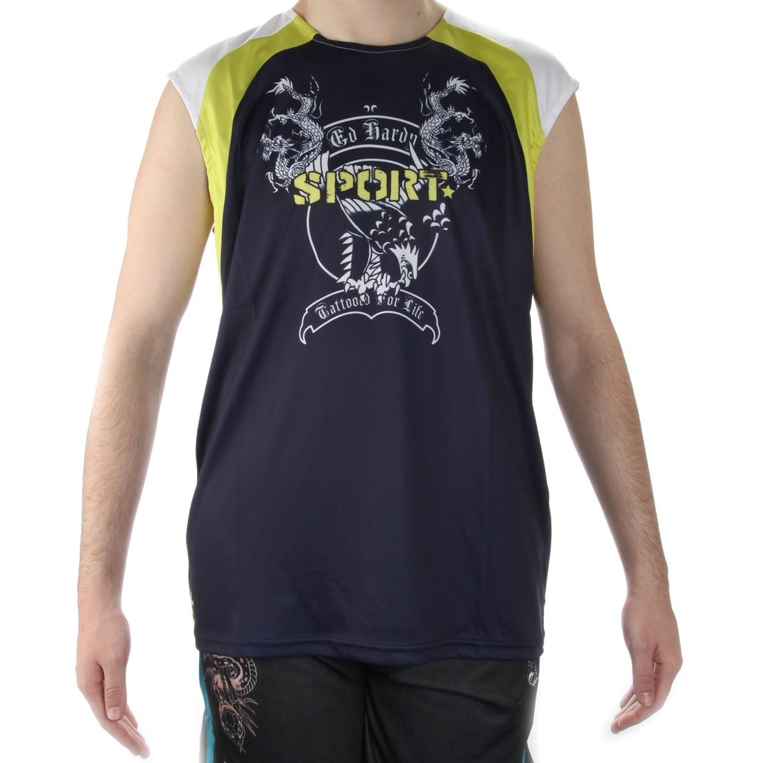 ED HARDYMens Eagle Dragon Sport Tank Top - Blue - Large