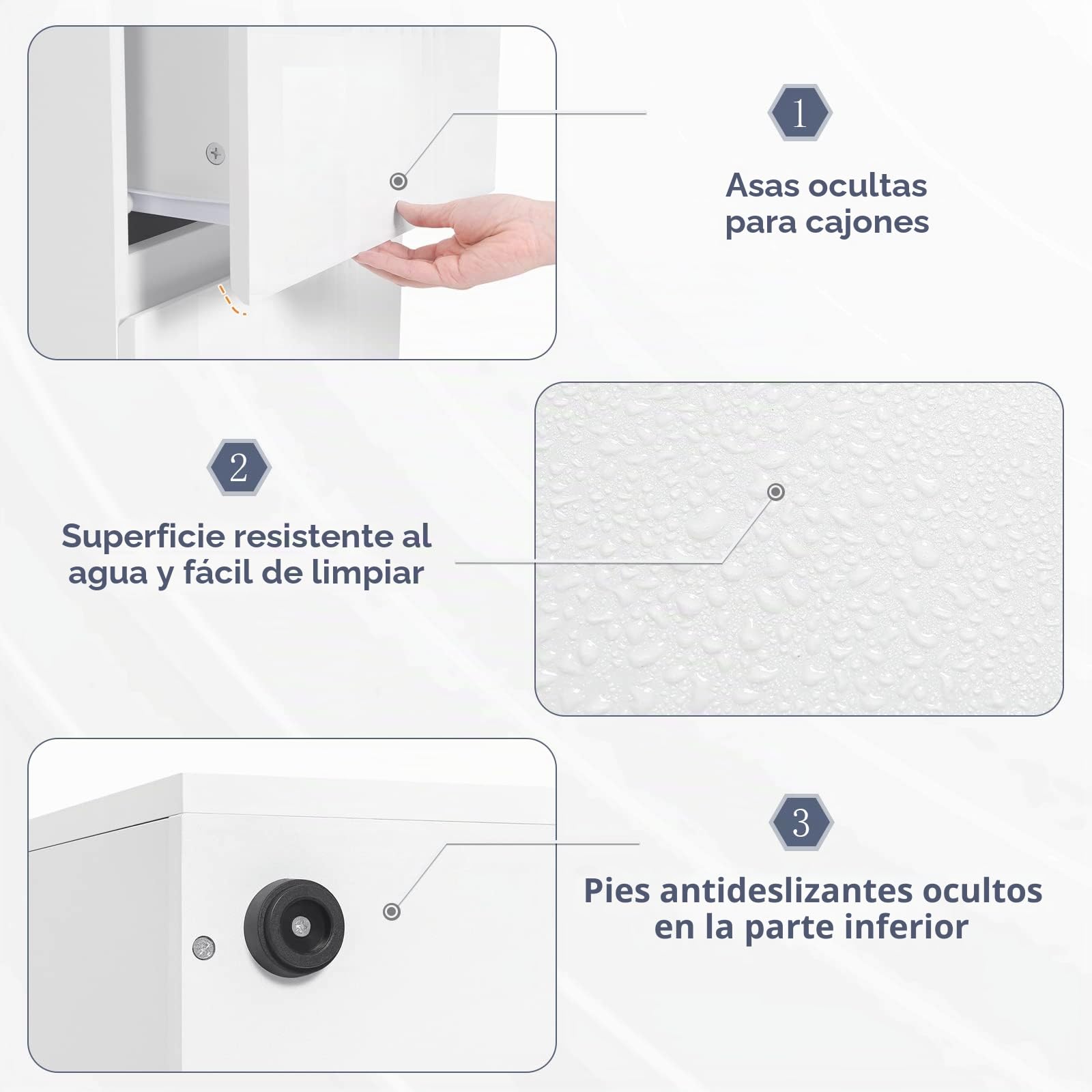 EUGAD 2X Mesita de Noche con 2 Cajones Brillantes, Mesilla de Noche con Gran Espacio de Almacenamiento, 40x40x58 cm, Muebles de Dormitorio de Madera, Estilo Moderno, Blanca, 0182ZZ-2