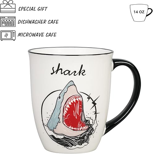 Miniatura 2 de Taza de café con diseño de tiburón que cambia de color, taza de café de cerámica, regalos de Navidad para hombres y mujeres, blanco y negro