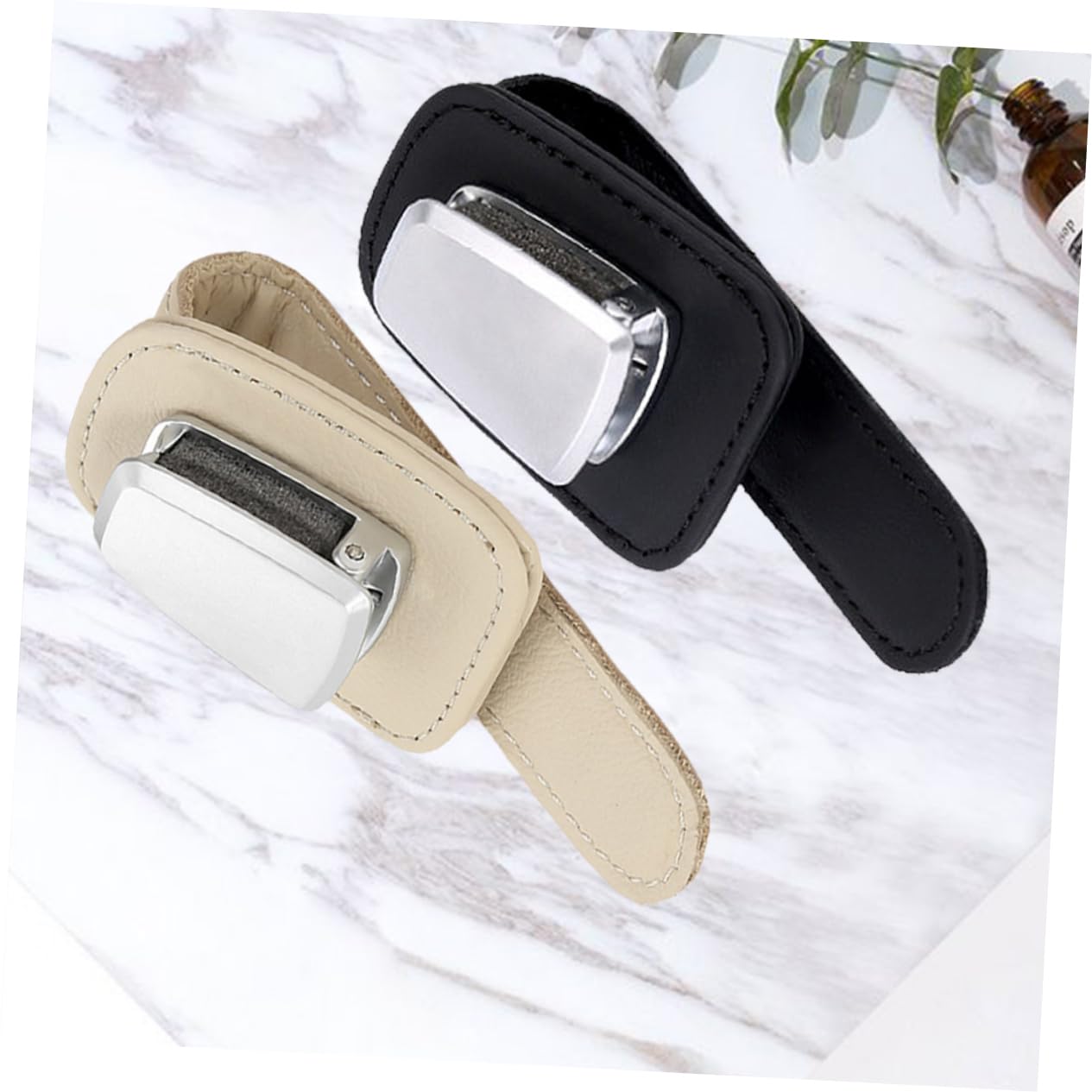 Gatuida 4pezzi Porta Occhiali Da Auto Supporto Visiera Per Occhiali Da Sole Clip Per Riporre e Proteggere e Biglietti Nero e Beige