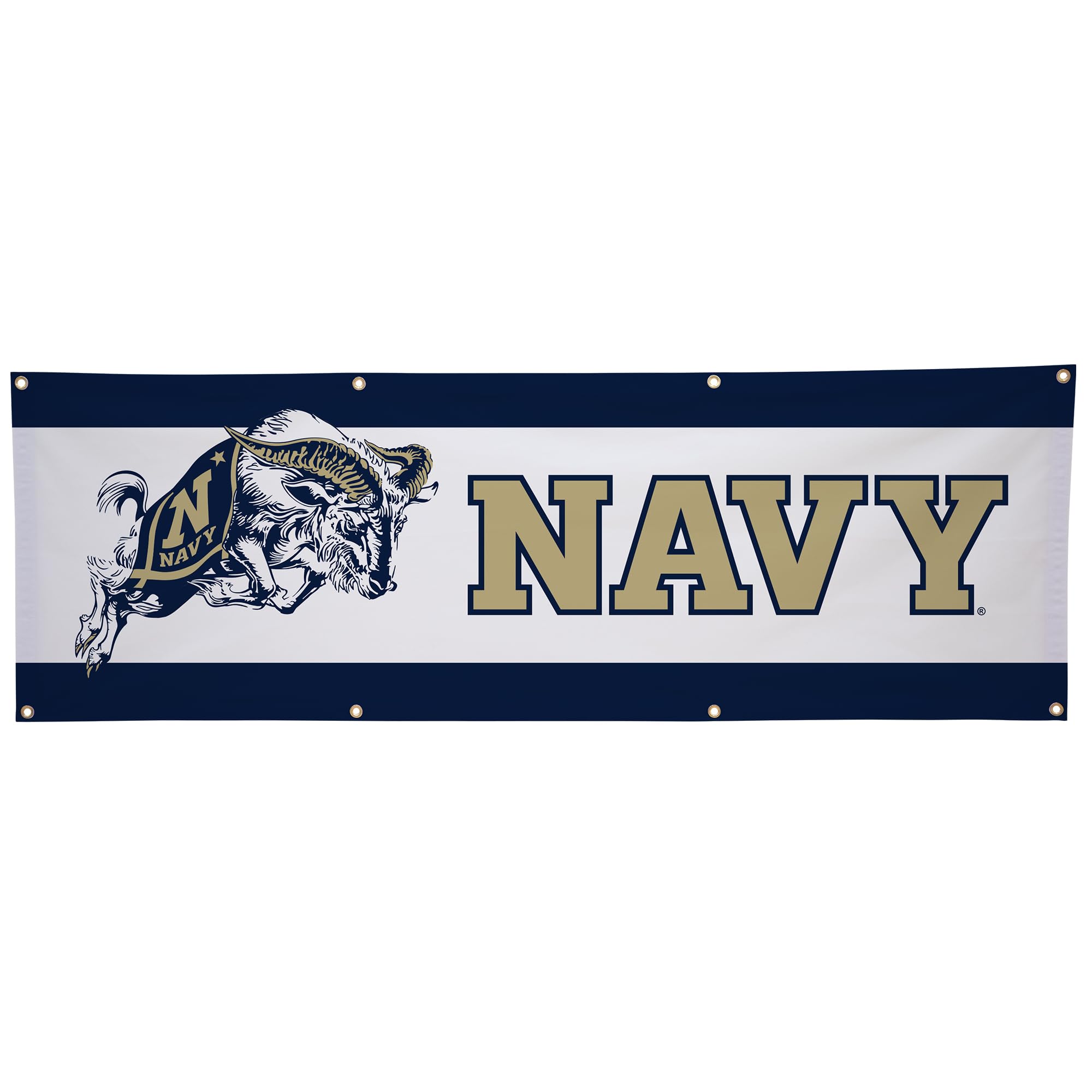 Pancarta escolar de poliéster impresa Navy Midshipmen en tonos azul marino, dorado y blanco