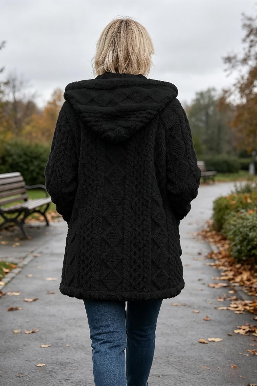 Manteau Teddy Polaire pour Femme, Veste d'Hiver en Peluche Chaud
