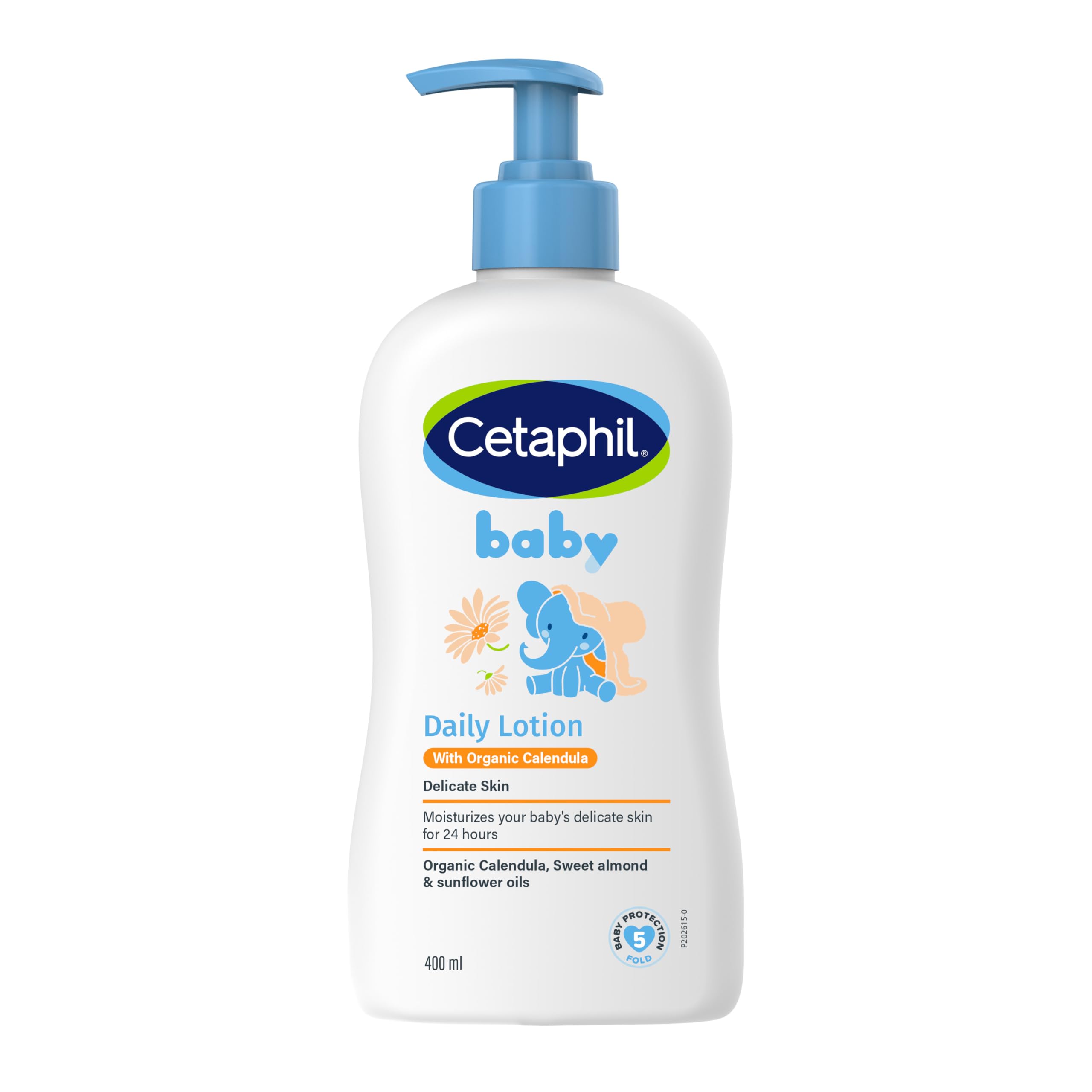 Cetaphil Baby Daily Lotion with Organic Calendula, Vitamin E , Sweet Almond & Sunflower Oils , Tear Free , Paraben, Colorant and Mineral Oil Free , Dermatologist Tested , 400ml