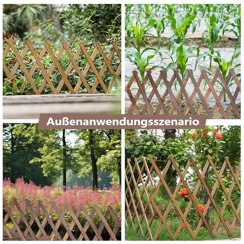 LANZLC Rankgitter Holz Ausziehbar, Holzspalier 200 x 30cm Gartenzaun Holzzaun Deko Scherengitter Verstellbar Pflanzengitter Gartengitte Trellis Hartholz Spalier für Balkone und Gärten, Naturholzfarbe