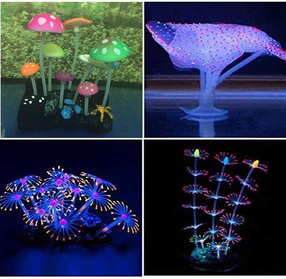 YuxierAquarium Decorations Glowing Mushroom Glowing Coral Ornaments for Fish Tank Decorations(4 Pieces)