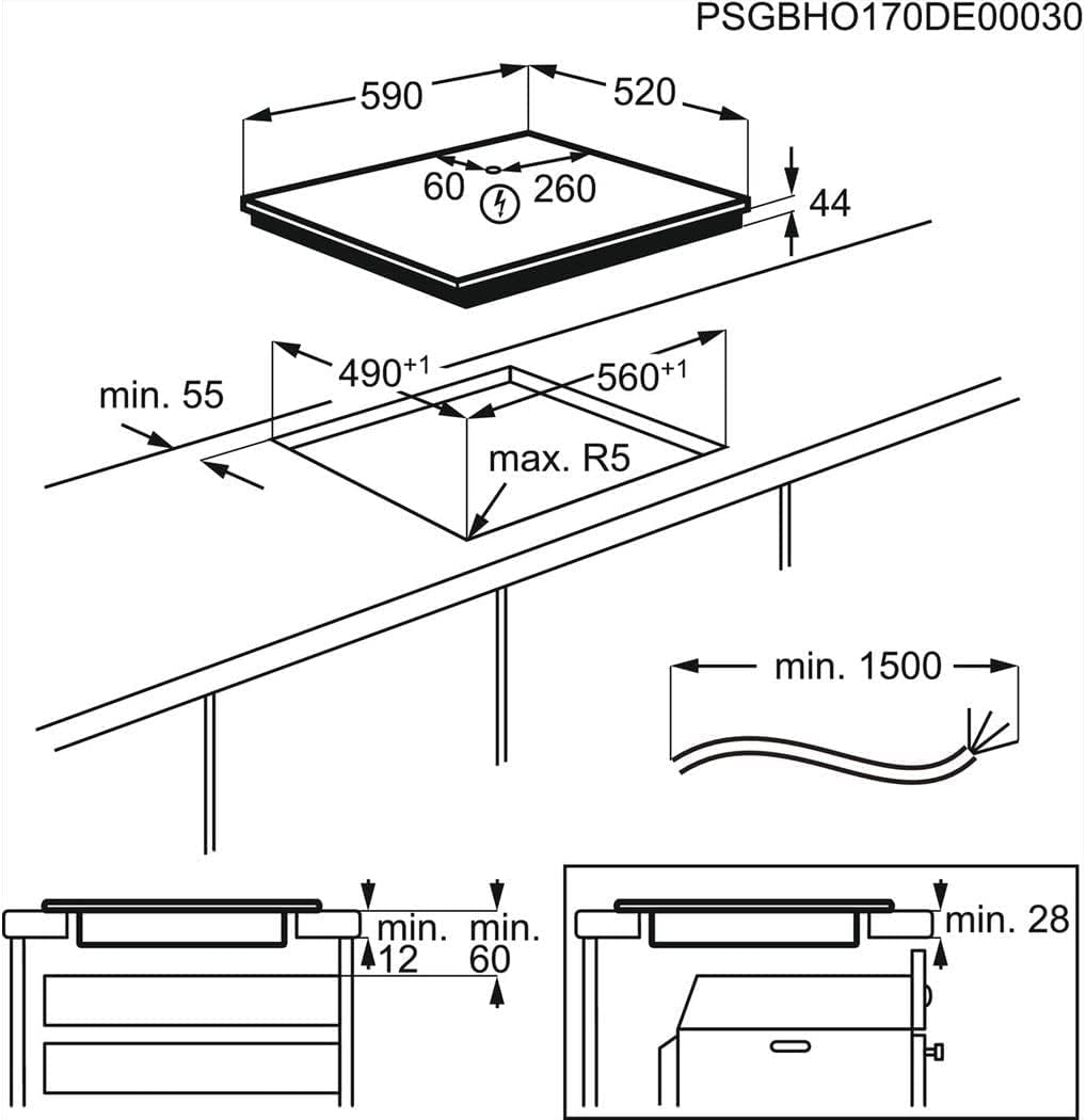 Piano cottura in vetroceramica ad Induzione da 60 cm, N° 4 Fuochi Piano cottura in vetroceramica ad Induzione da 60 cm, N° 4 Fuochi