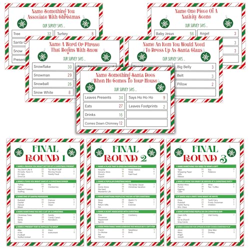 Christmas Feud Games, Friendly Feud Games, Family Activity, Family Games for Game Night, Baby Shower Game, Party Supplies for Adults, Xmas Holiday Party Game and Activity Decorations (f002)
