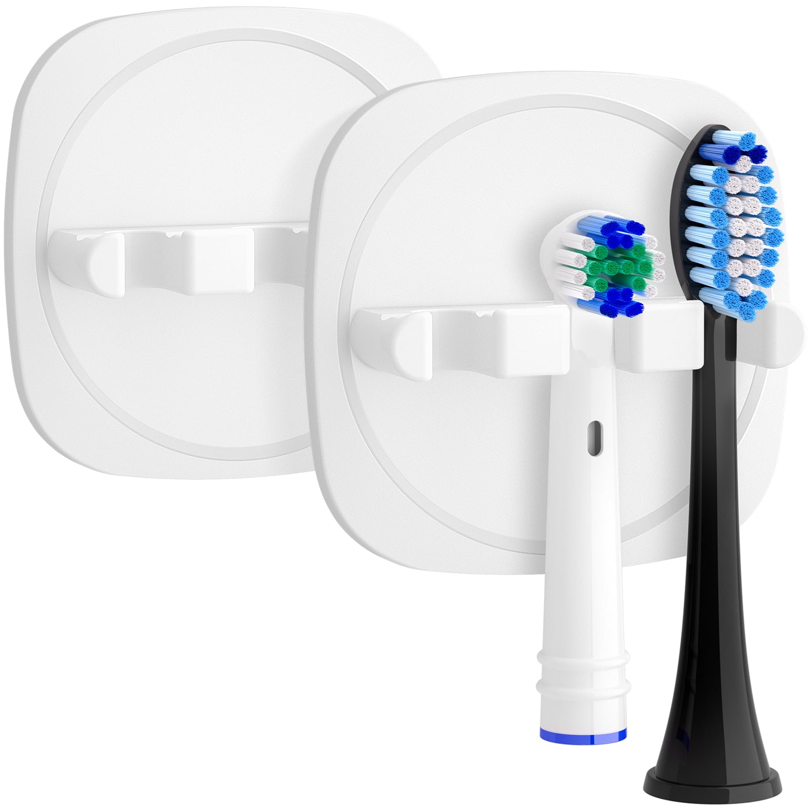 Fixchord White Electric Toothbrush Head Holder, 2 Pieces, Bathroom Toothbrush Holder For Electric Toothbrushes With Strong 3M Sticker, Toothbrush Holder For Bathroom,