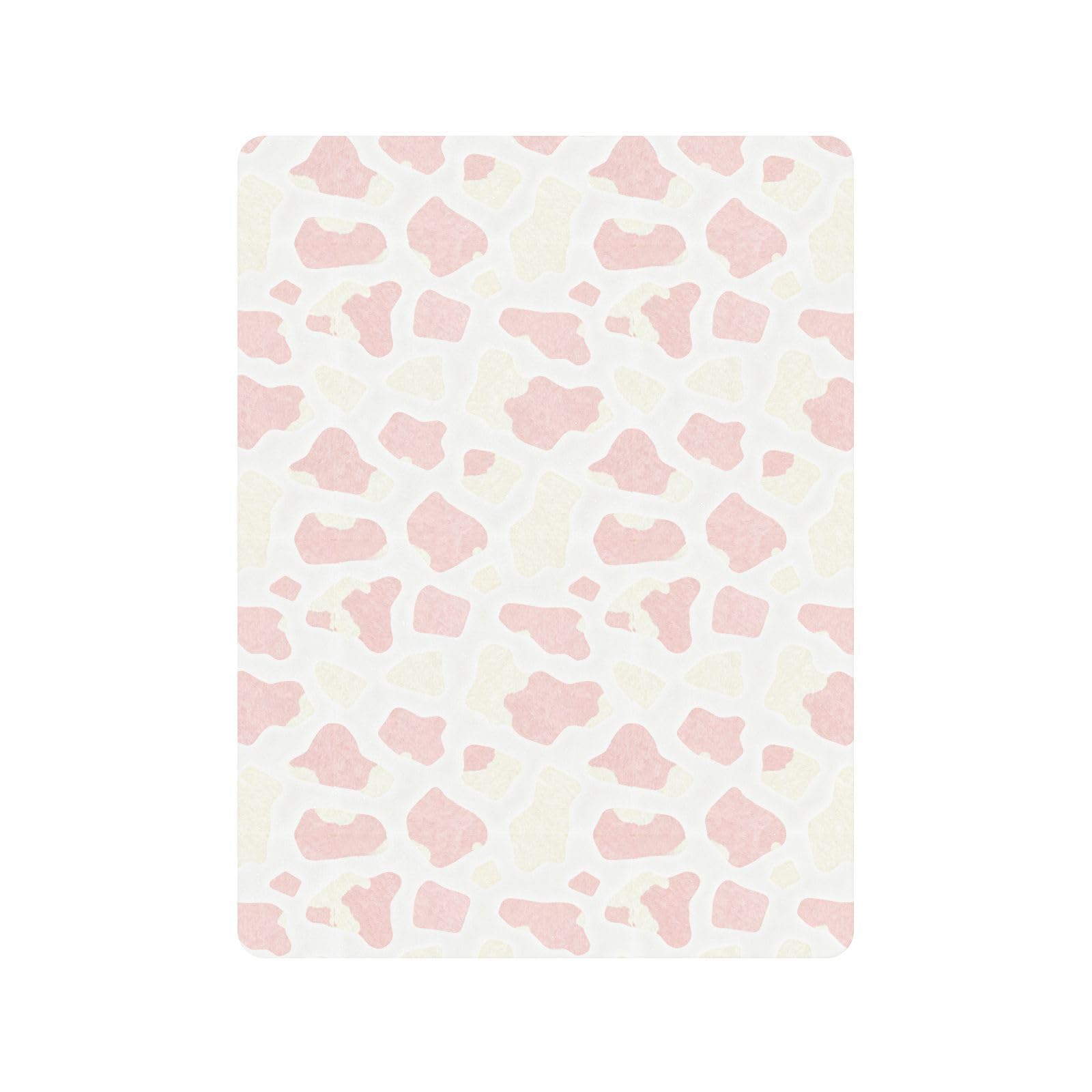 Sábanas abstractas de algodón para cuna con estampado de piel de vaca, color rosa bebé, para bebés, niños y niñas, sábana de colchón de cuna ultrasuave para decoración de guardería, 1 paquete de juego