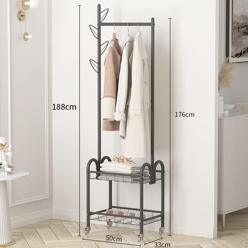 2-poziomowy stojak na ubrania z ławką na buty i półką do przechowywania metalowy stojak na płaszcze do wejścia na ubrania i buty (wymiary: 80 * 33 * 188 cm)