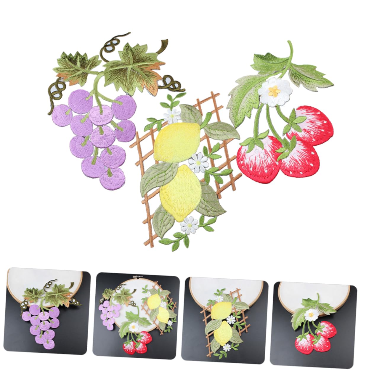 Housoutil 4 Set Toppe Ricamate Per Cucire Patches Per Riparazione Abbigliamento Frutta Fragola Per Giubbotti E Vestiti Facili Da Usare E Versatili 3 Pezzi*4