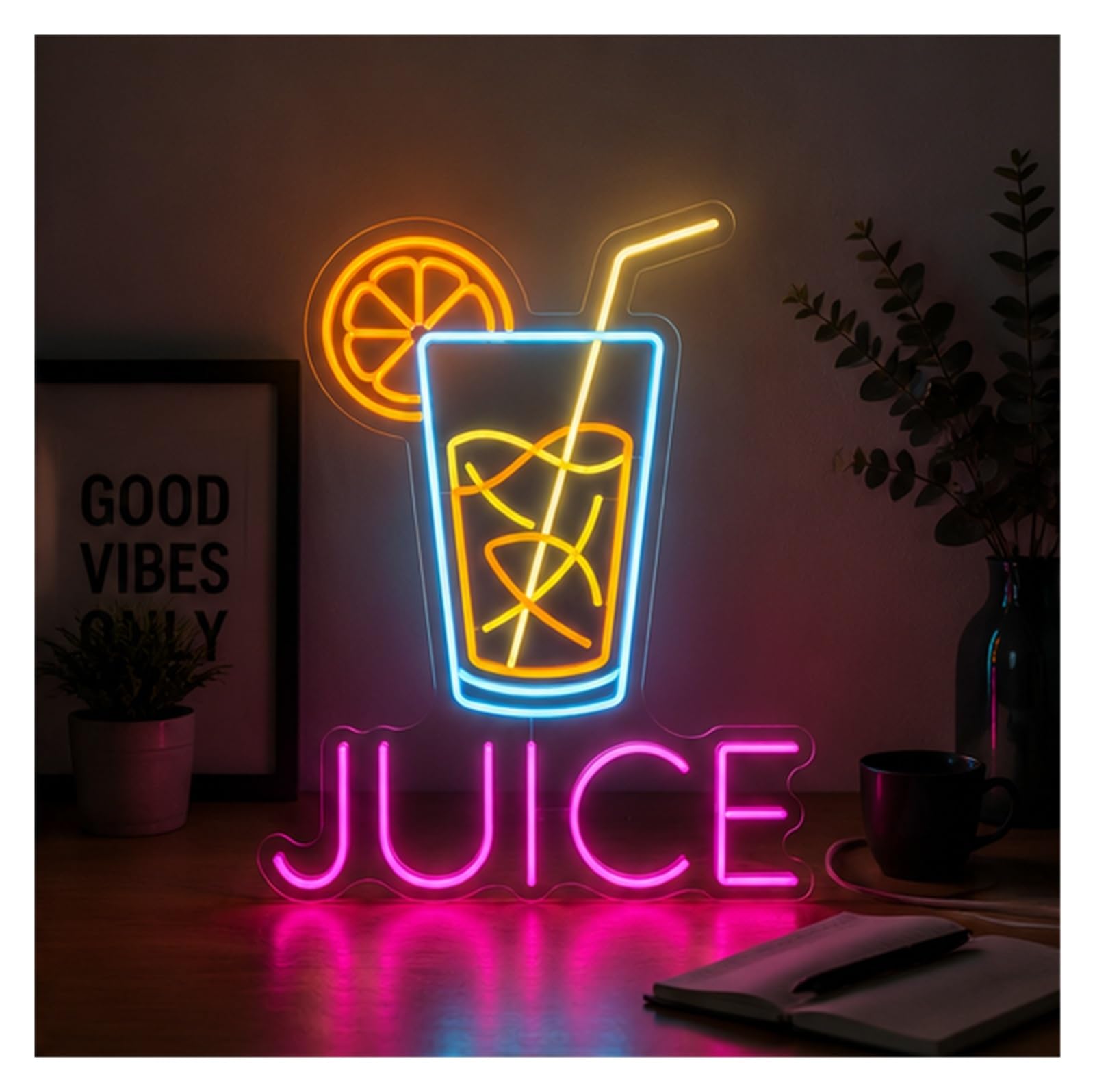 Decoración Lámparas Jugo Fresco Letreros De Neón | Health Cafe Cocina Tienda de bebidas Tienda de bebidas 50cm/19.69in