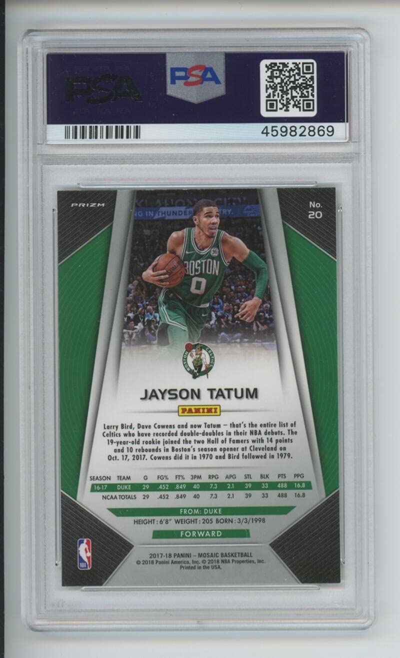 Amazon.com: 2017 Jayson Tatum #20 Panini Prizm Mosaic Jason PSA 9 