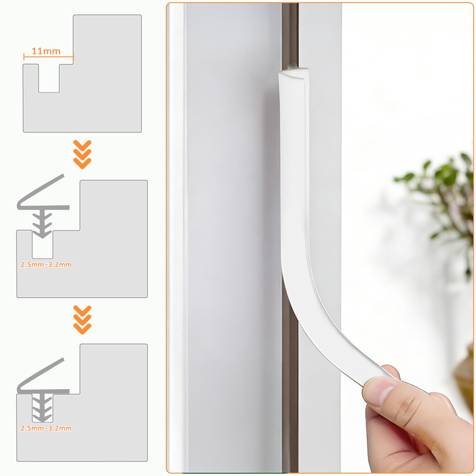 DBREAKS Joint de Porte 25m Caoutchouc TPE Rainure 3mm Pli 11mm