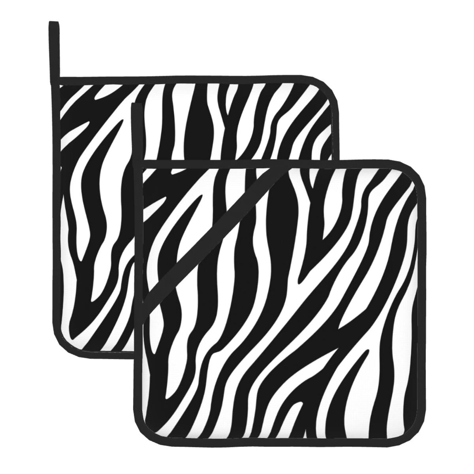 YYHHAOFA Zebra fine lines Prints Square Hot Pads - Durable Kitchen Covers for Heat Resistance, Waterproof Protection & Easy Cleaning - 2-Pack with Hanging Loops