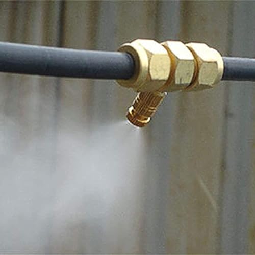 Miniatura 5 de Boquilla de nebulización de latón, paquete de 10 pulverizadores de alta presión 1024 UNC para exteriores antigoteo con cabezal de rociado, puntas de