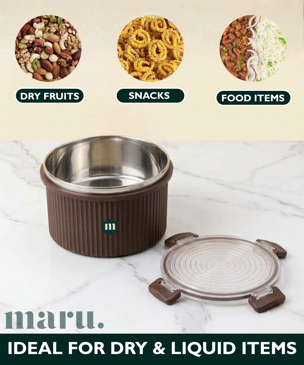 Maru Steel Tiffin Set - Leakproof Lunch Boxes -5 Maru Steel Tiffin Set - Leakproof Lunch Boxes -5