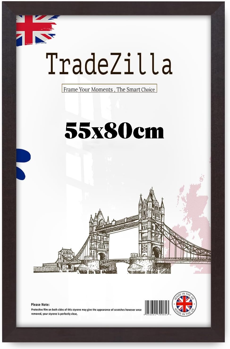 TradeZilla MDF Wall Frame 55x80 CM | Elegant Eton Wood Finish | Ideal for Posters, Digital Prints & Artworks | Perfect Home & Office Wall Décor Frame - (Mahogany)