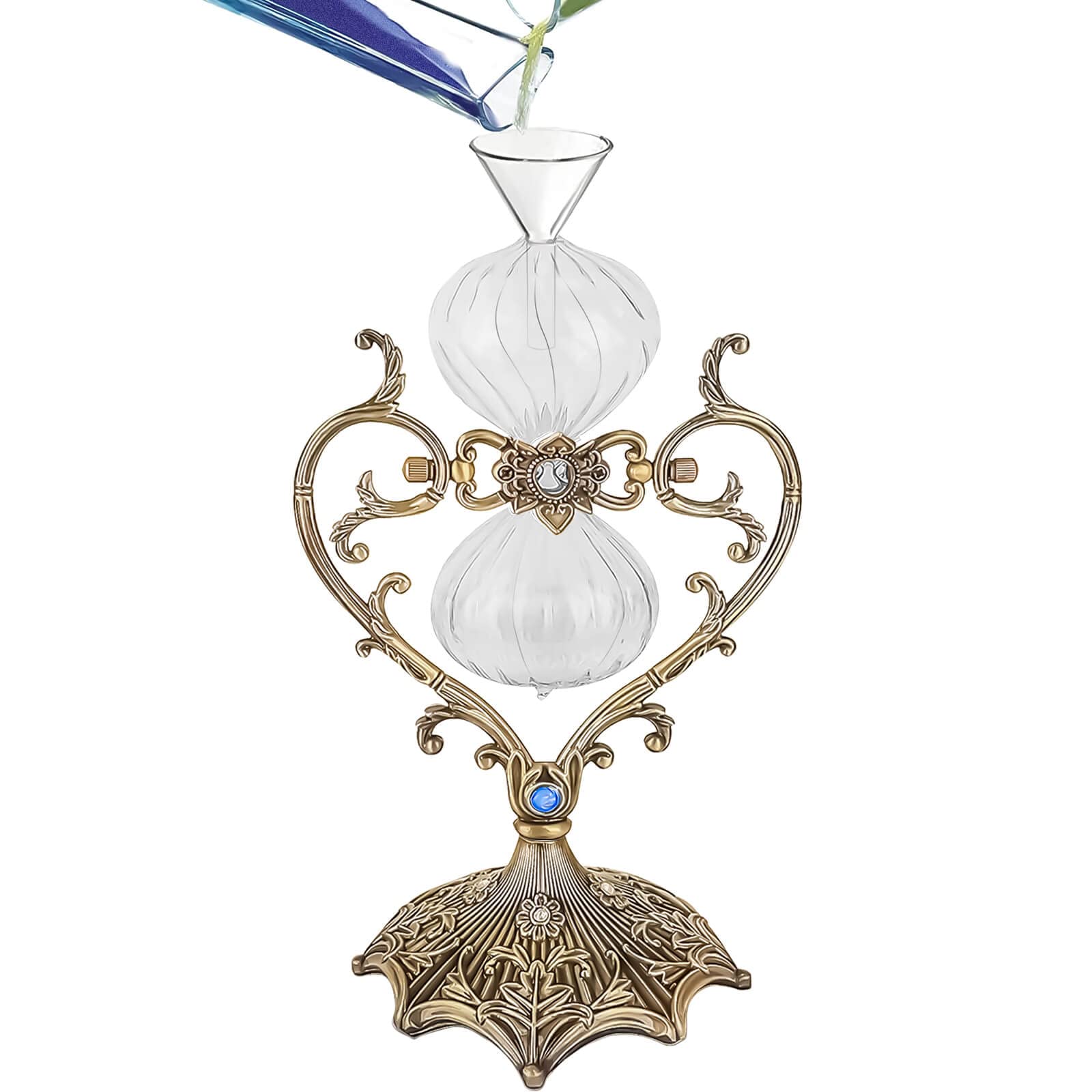 SuLiao Empty Hourglass Fillable, 11 Inch Large Love Style Frame Vintage Brass DIY Sand Timer, Unity Hourglass for Wedding Ceremony Set, Without Sand Clock for Desk Home Office Decorative