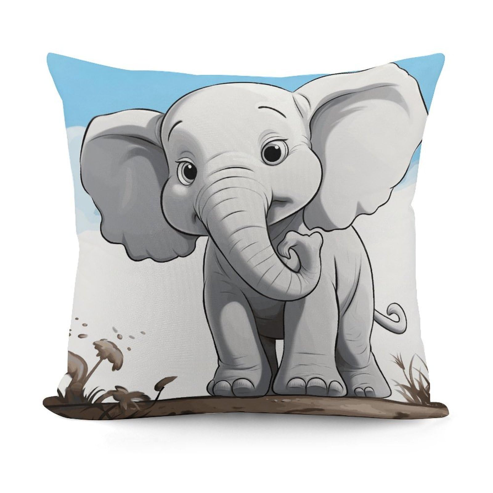 VstaDank White Elephant Throw Pillow Covers 18x18 Inch Soft Couch Home Decor Cushion Cover Comfortable Plush Square Cushion Case Farmhouse Decorative Pillowcase for Living Couch