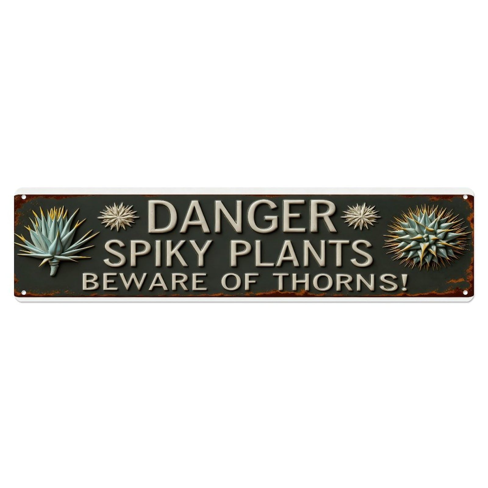 Danger Spiky Plants Beware Thorns Metal Tin Sign Plaque