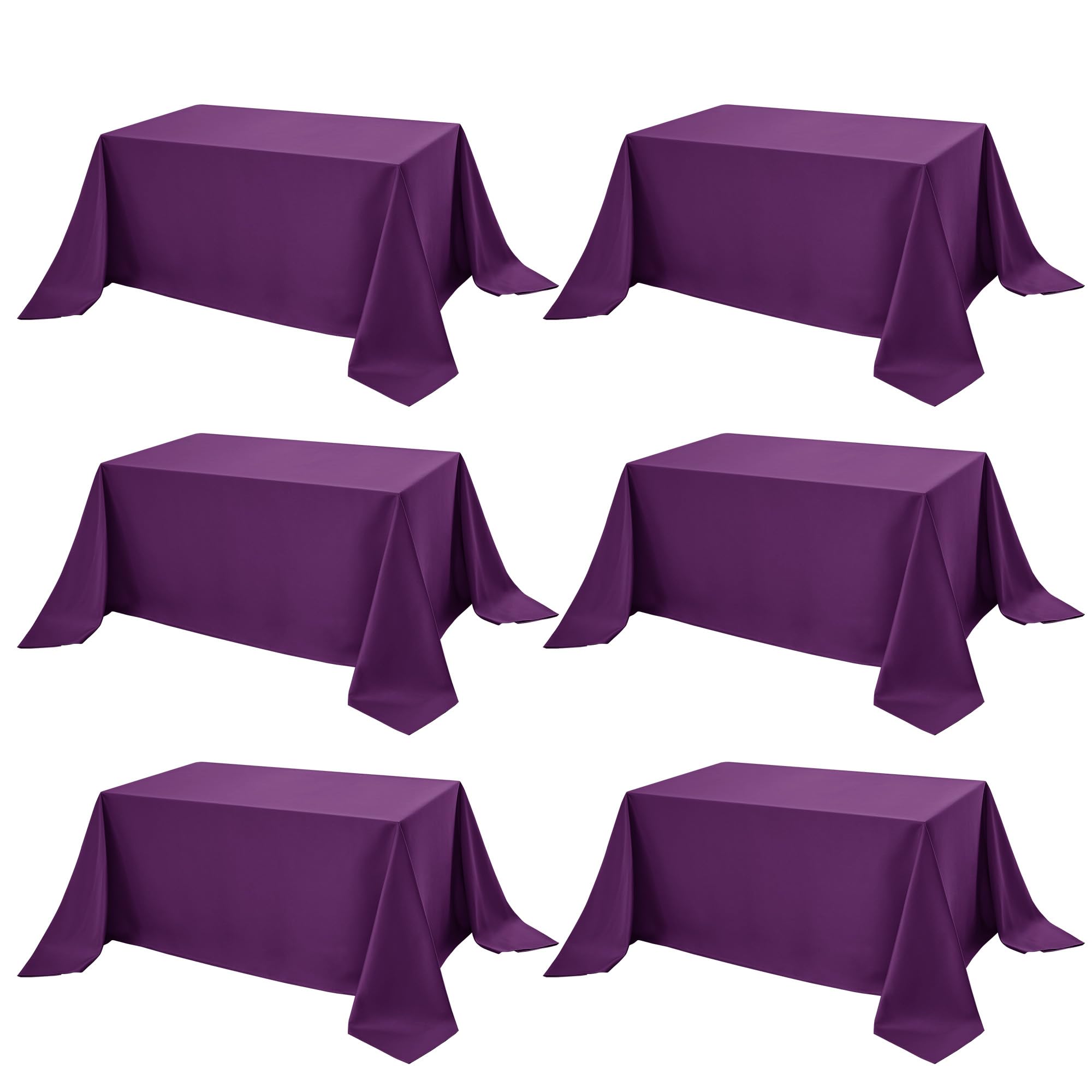 6-Pack Purple Tablecloths for Rectangle Tables, 90 x 156 Inches