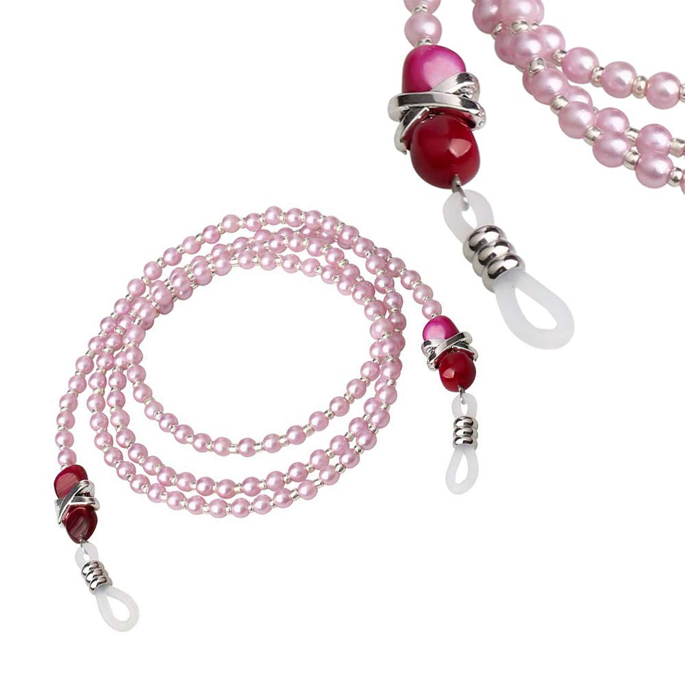 JUHONNZ Lunette Chaine Perlé,2 PCS Cordon Lunettes Porte-lunettes Lunettes De Soleil Cordon Pour Femmes Filles Lecture Décoration