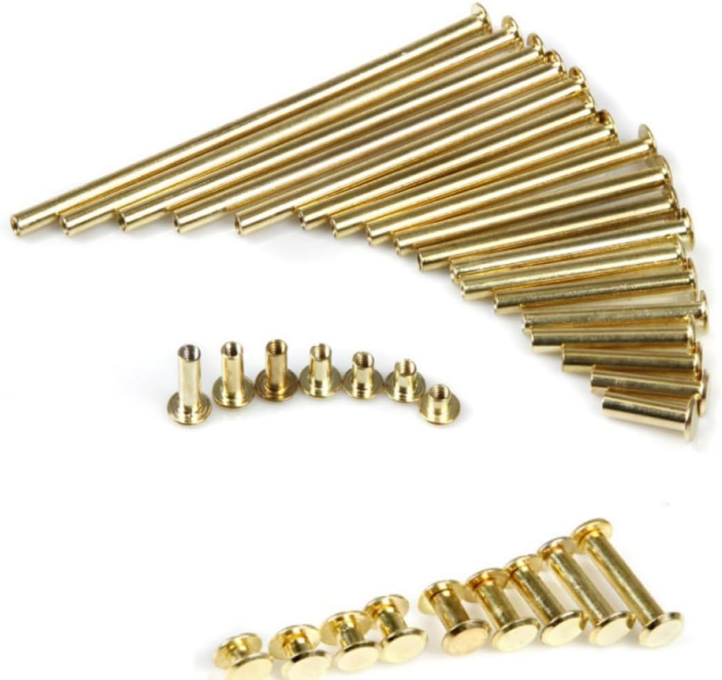 Chicago Screws， Leather rivets, 5-25pc/lot Copper Plated 5-100mm Photo Album Binding Screw Books Butt Screw Binding Screws(5x10mm 10pcs)